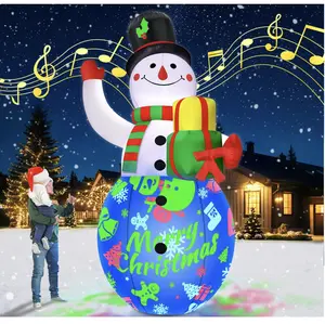 12FT Giant Christmas Inflatables Snowman Decorations Built-in Music Box & 360° Rotation 3-Colored LEDs Huge Christmas Inflatable Large Tall Snowman Christmas Blow Ups Decoration Outdoor Xmas New Year
