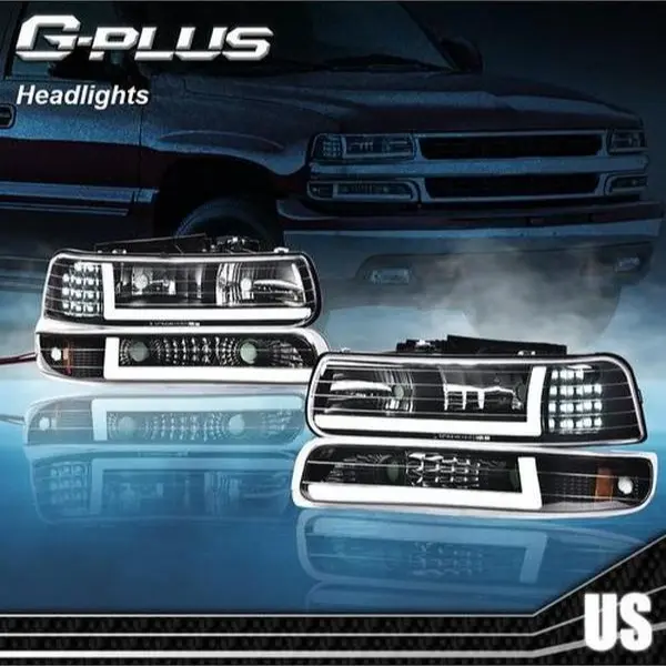 For 99-02 Chevy Silverado 1500 2500 HD 3500 LED DRL Headlight+Bumper Signal Lamp