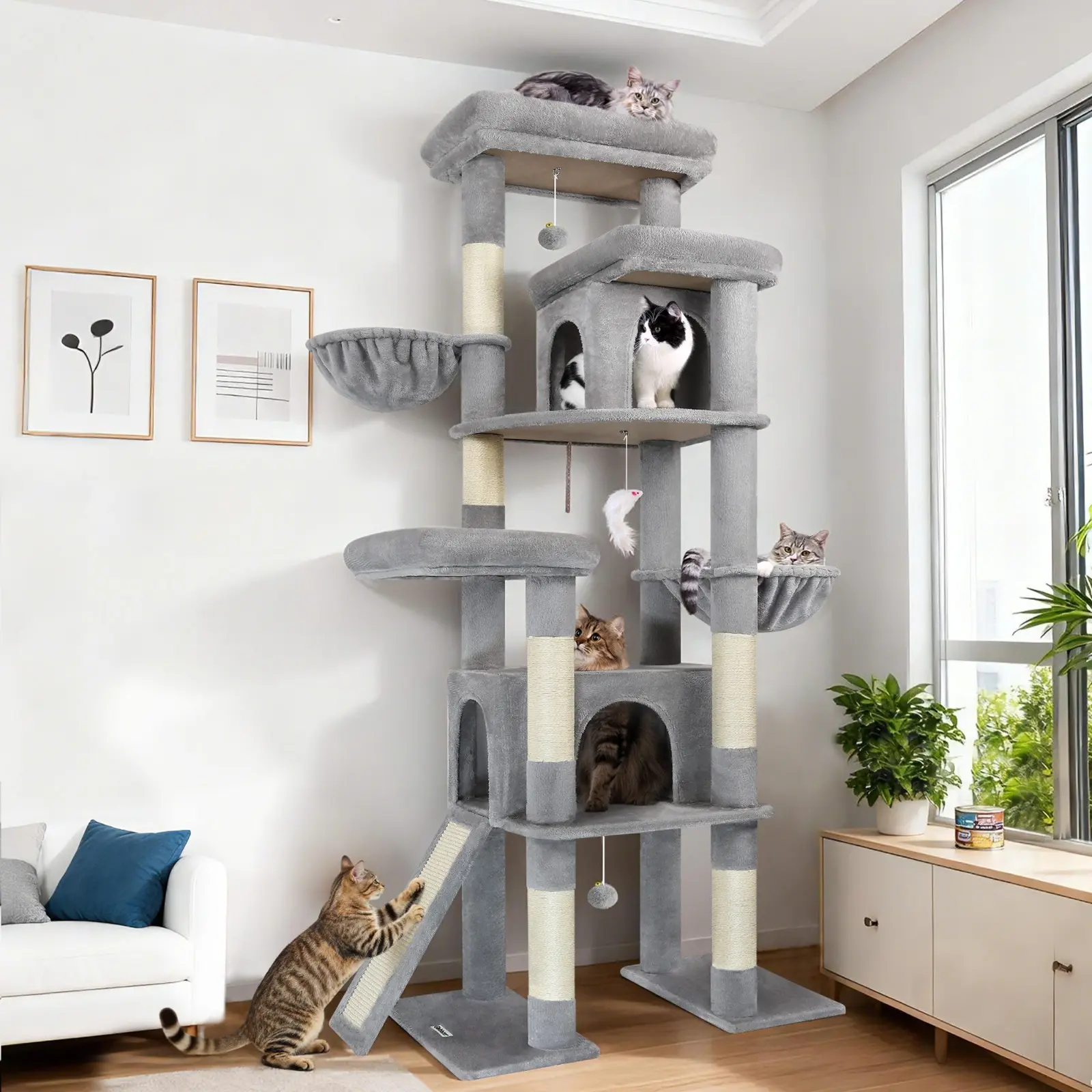 78" Extra Large Cat Tree for Multiple Cats - Multi-Level Tower Perfect for Maine Coons and Active Kittens - Durable, Cozy, and Fun Cat Furniture with Scratching Posts and Perches