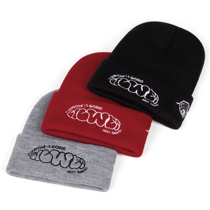 NEW HATS GOING embroidery Beanie Hat Everyday Wear Keep Warm Durable Knitted Hat Hip Hop Skullcap Brimless Cap