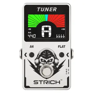 STRICH Tuner Pedal, Silver, Compact w/ Large Color Screen, Chromatic Drop Tuning 430-450Hz, True Bypass for Guitar & Bass Adjustable