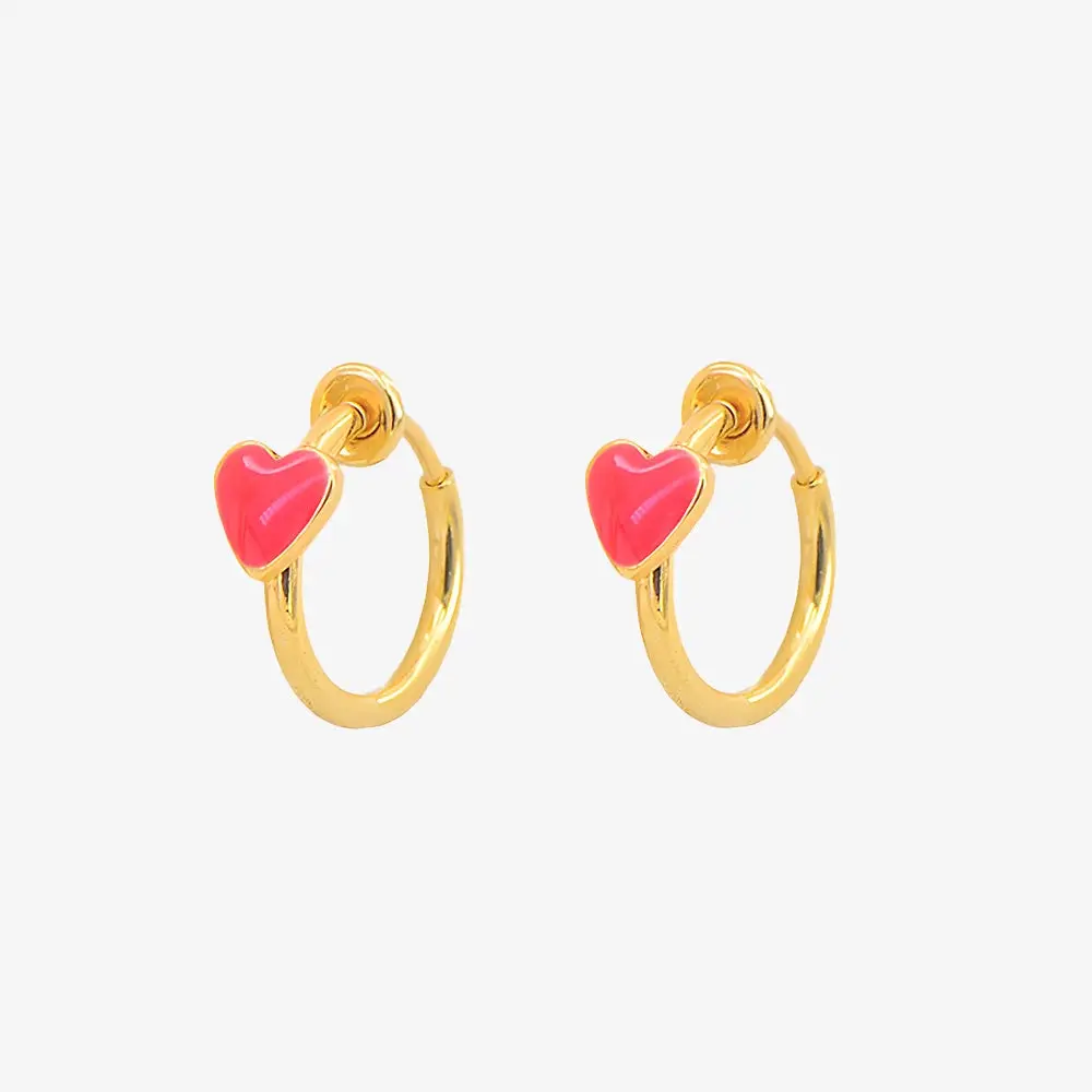 Heart Clip-On Hoop Earrings in Gold