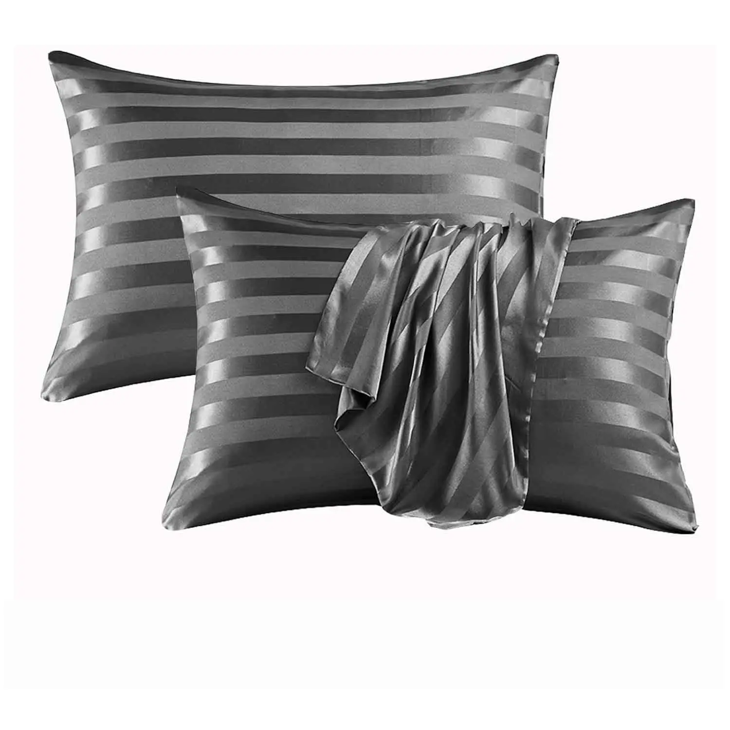 Stripe Pattern Satin Pillowcase, 2pcs/set Soft and Smooth Texture Pillowcase without Filler, Cool Bedroom, Comfy Bedding Sets, Cooling Pillowcase for