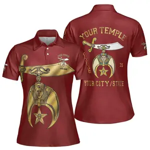 Customize Daughters of Sphinx Shriner Emblem  DOS Fraterner Freemasonary Women's Polo Shirt S-5XL