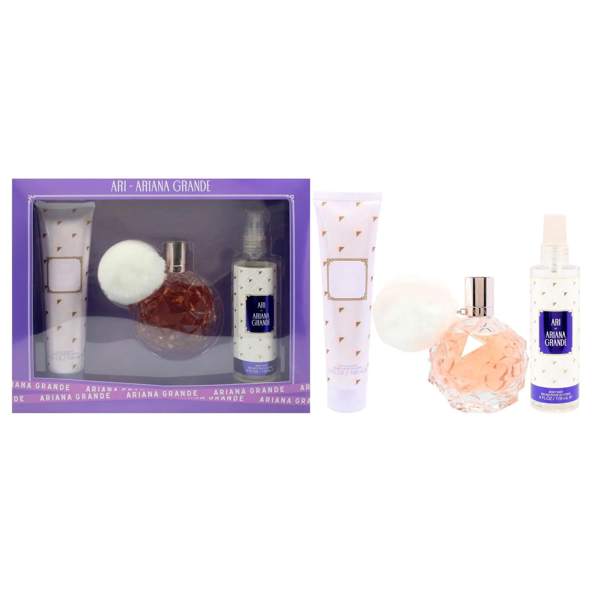 Ariana Grande Ari Luxury 3-Piece Gift Set for Women | Meticulously Crafted Fragrance with 3.4oz EDP Spray, 3.4oz Body Souffle & 4oz Body Mist - Thoughtful Gift, Harmonious Fragrance Experience