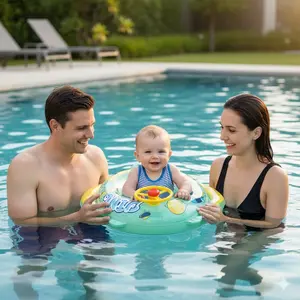 Splash-tastic Space Adventure Pool Float for Kids 70x70cm Safe Fun and Cute Summer Essential Baby swim Poolfloat with Steering Wheel for Easy Navigation