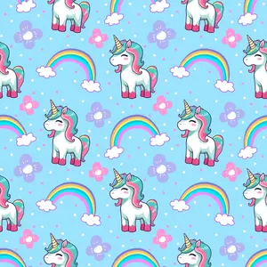 Cartoon Unicorns Pattern 8 Quilting Cotton Fabric