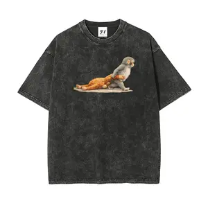 Monkey Punch Graphic Shirt, Baby Monkey Holding Plush Toy Tee, Animal Lover Gift, Cute Trendy Shirt, Printed Washed Distressed Washed T-Shirt, Cotton Oversize Streetwear