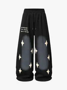 Spray Paint Star Print Distressed Sweatpants summerwins