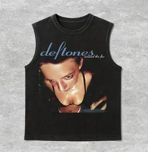 Deftones – Around the Fur Seduction Washed Tank Top, Gym Essential, Vintage Casual Crewneck Short Sleeves Menswear T-shirt Classic Cotton Fabric Streetwear