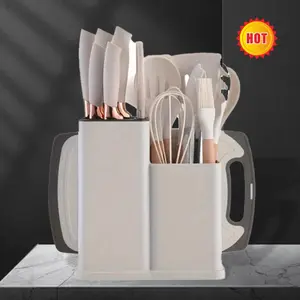 Silicone Cooking Set,19pcs Large Non-stick,Measuring Cups and Spoons Set with StainlessSteel Handle Kitchen Gadgets.  Black Nonstick Spatula White Utensils Pink