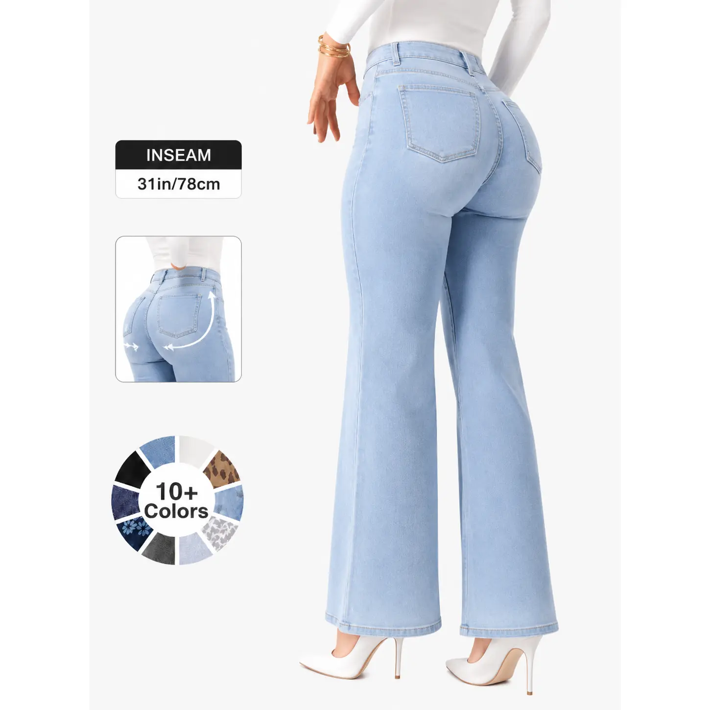 Magic ONESO Mid-low Rise Baggy Jeans Stretchy Wide Leg Distressed Denim Pants Womenswear Bottom 8001 Lady Basic Minimalist Comfortable Denim Tummy Control Curve Hugging Plus Size Regular Size BBL