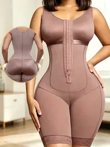 Women's Body Shaper Full-Body Compression Garment, Zipper Closure, Postpartum Recovery, Waist Cinching, Breast Support, Butt Lifting