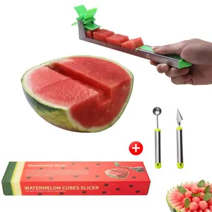 JUMILAND New kitchen gadgets stainless steel one step cutter watermelon cubes slicer and corer