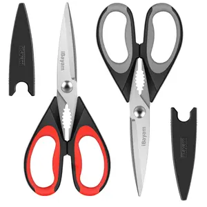 Kitchen Scissors All Purpose Heavy Duty Meat Poultry Shears, Dishwasher Safe Food Cooking Scissors Stainless Steel Utility Scissors, 2-Pack