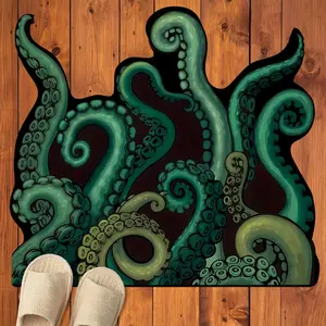 Octopus Tentacles Bath Mat Cute Green Octopus Bathroom Rug for Bathroom Bedroom Decor Diatomite Bath Mat bathroom decor toilet decorations