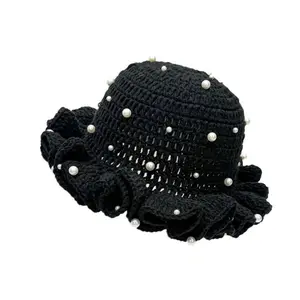 Crochet Ruffle Bucket Hat Warm Stretch Hat Women's Fashion