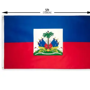 Drapo Haiti Haitian Flag Traditional Colors Design for National Pride Events Symbol of Haiti Party Decorations Banners Backdrop Stand Covers Wall Hanging Backdrop