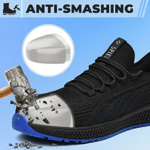 Men's Composite Toe Safety Sneakers - Breathable, Lightweight, Round Toe, Lace-Up Closure, All-Season Work Footwear for Men