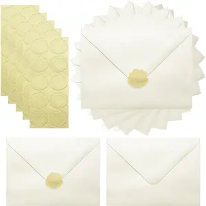 50 Pack 5 x 7 Pearl Envelopes，Self-Seal A7 Shimmer Envelopes,with V-Flap for Greeting Cards, Invitation Envelopes for Wedding, Graduation, Baby Shower, Party(Ivory Pearl)