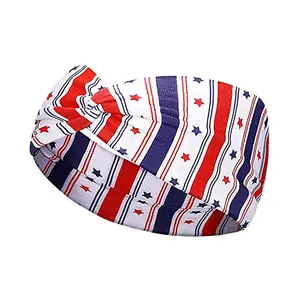 Women's Patriotic Stripe Twisted Headband - 4th of July Accessories, Red White Blue Stars Pattern Knotted Turban, Soft Stretch Lightweight Breathable Adjustable Fabric for Independence Day Party