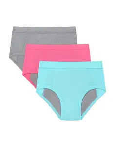 Hanes Girls' Absorbency Underwear Briefs Pack, 3-Pack, Confident Nights, Cotton