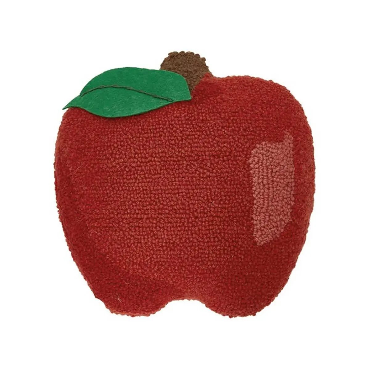 Peking Handicraft 30GY2793C12SQ 12 x 12 in. Apple with Felt Leaf Blown in Filler Pillow, Multi Color