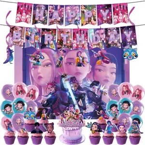 The Ultimate Birthday Choice! Birthday Party Decoration Set — "Demon Huntress Squad" Theme: Banner, Cake Toppers, Balloons, and Backdrop Decoration Kit