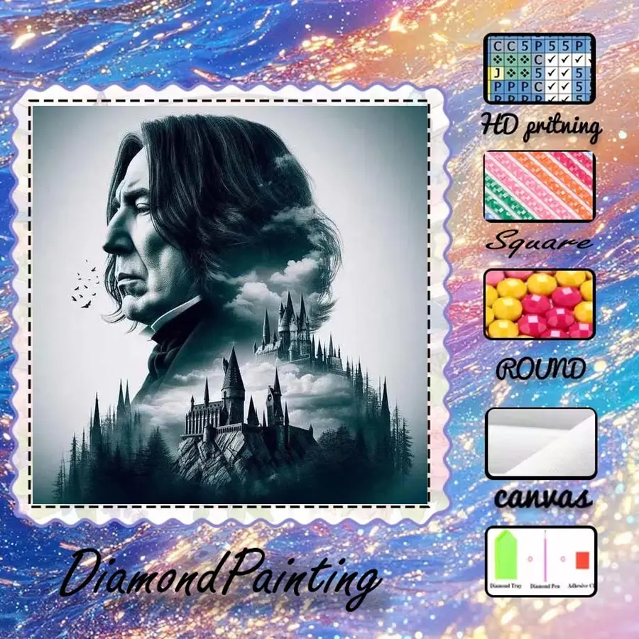 5D-DIY, high-grade flocking canvas, diamond art, diamond painting kits, castle, crow, clouds. AB diamonds, fairy dust diamonds, crystal diamonds, perfect home decor, handmade diamond art painting kits, special craft diamond art kits.
