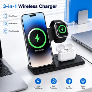 3-in-1 Foldable Magnetic Wireless Charger, 15W Portable Charging Station for Phone, Watch & Earbuds for iPhone 17 16 15 14 13 12 11 X 8 Pro Max/Pro/Mini/Plus, iWatch Ultra 10/9/8 7/6/5/4/3/2 SE, AirPods 4/3/2/Pro/pro2, Valentine's Day, Birthday Gift