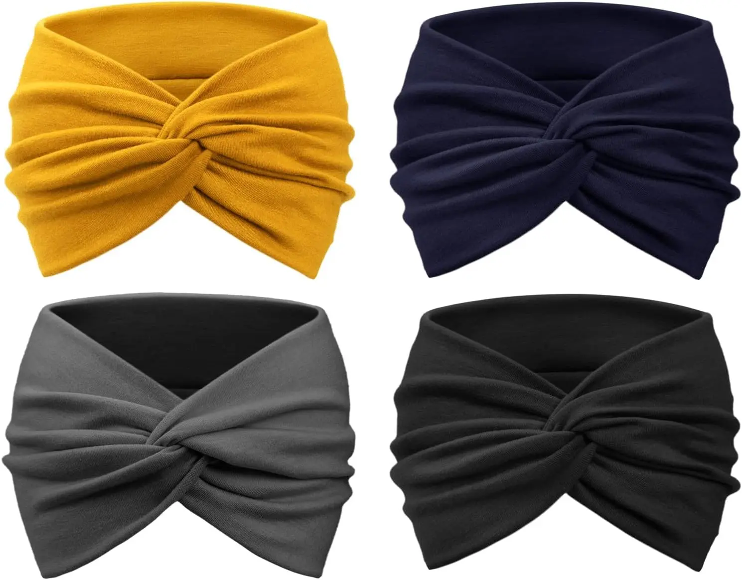 Turban Headbands for Women Boho Wide Women's Headbands for Hair Non Slip Twist Head Bands Headwraps Short Hair Stretchy Thick Fashion Accessories, Solid Color