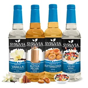 Syruvia Sugar Free Coffee Syrup Variety Pack – Vanilla, Butter Pecan, Butterscotch & Yogurt Bowl Flavors – Gluten-Free, Kosher, 25.4 fl oz Bottles for Coffee, Lattes & Desserts (4-Pack)