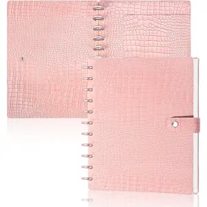 PU Leather 8.5*11in Discbound Cover & Disc Set with 11 Pcs 1in Discbound Discs Notebook Planner Accessories for Office, Pink (Book Not Included)