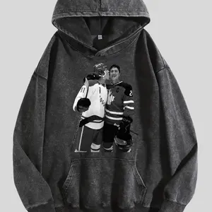 Heated Rivalry Romance Washed Hoodie, Hollanov Couple Inspired Y2K Streetwear Oversized Fit
