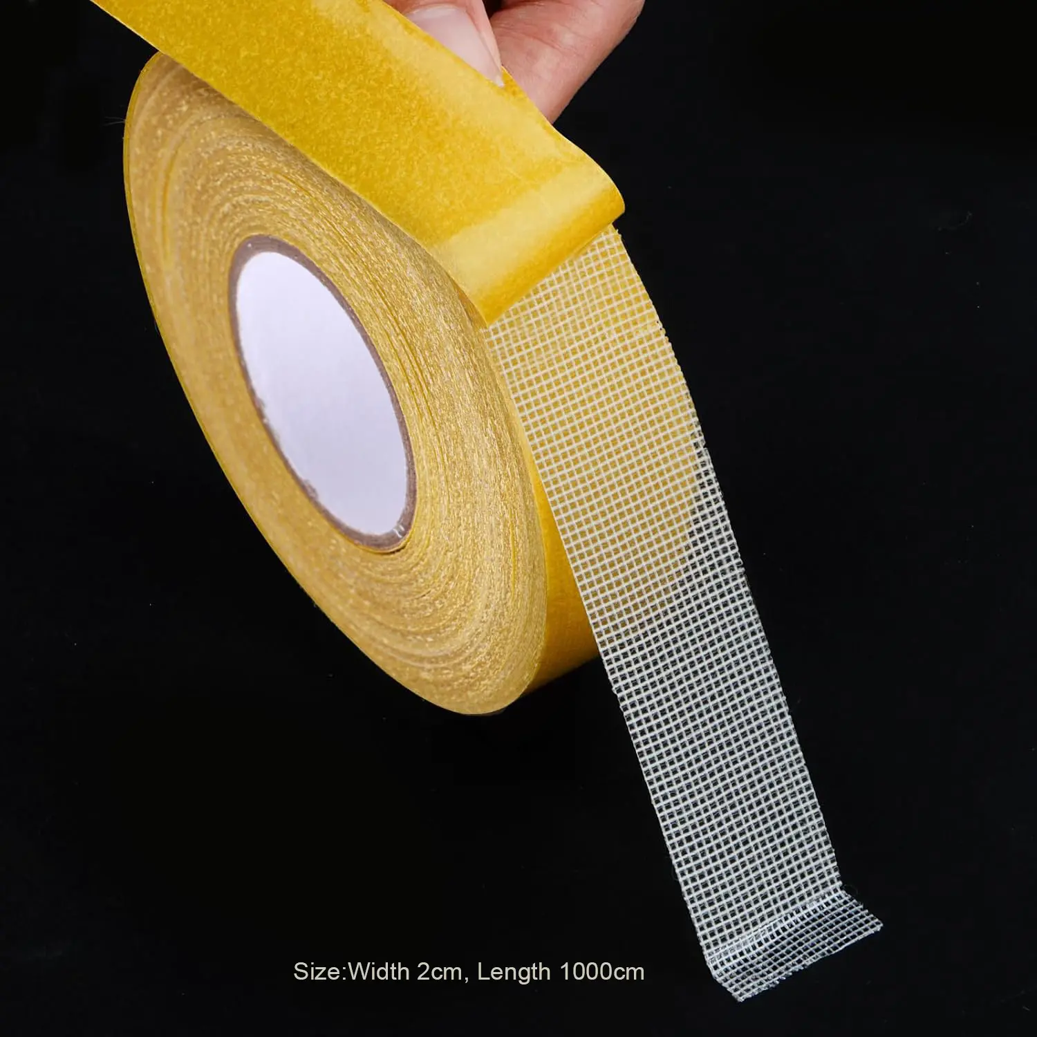 1PC Fiberglass Mesh Double Sided Tape 2cm×1000cm, Heavy Duty Strong Adhesive Grid Tape for Carpet, Rug, Floor, Home Decoration Fixing