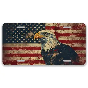 Eagle License Plate American Flag License Plate Car Decor- 12x6 In Front License Plate, – Made in USA, Car Truck Tag Humor Trucks & Cars, 4 Pre-Drilled Holes,Easy Installation,Perfect Gift Ideas