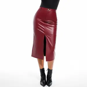 Popilush Sculpted Faux Leather Contour Skirt Breathable Clothes