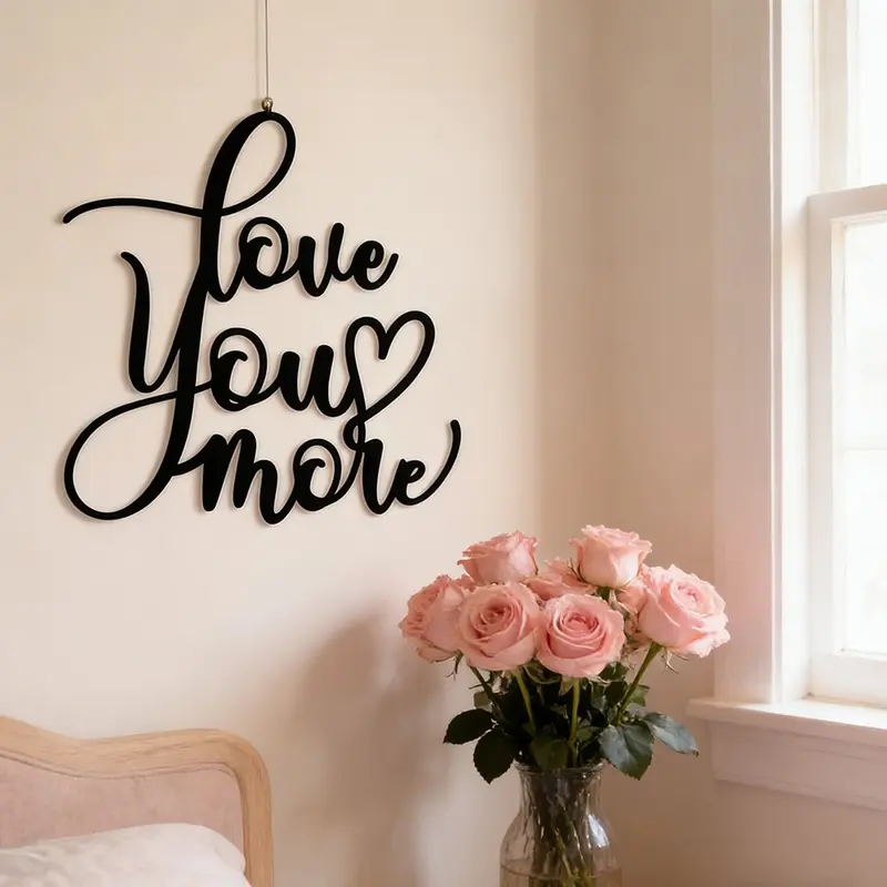 Iron Wall Art, Art Work For Wall Decor, Letter Pattern Wall Decor, Letter Print Design, Wall Hanging Ornament for Home Living Room Bedroom Interior, Home Decor, Room Decor, Bedroom Accessories, Wall Decoration, Hangable, Minimalist