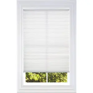 Cellular Honeycomb Cordless Polyester Shade, 9/16" Single Cell, Light Filtering, White, Size: 27" W x 72" H