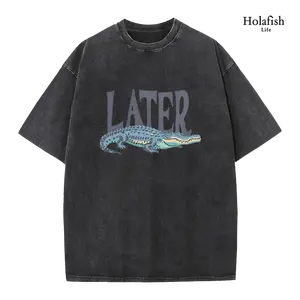 Holafish Vintage Style Snow Washed Cotton Tee for Women  Durable High-Quality Fabric  Relaxed Retro Silhouette  Perfect for Tropical Vacation Getaways, Fishing Trips, Lakeside Camping, Coffee Shop Study Sessions & Casual Weekend Errands