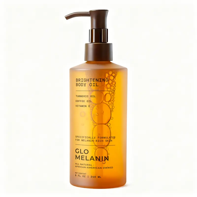 Glo Melanin Brightening Body Oil with Turmeric Grapeseed Oil & Vitamin E for Dark Spots Hyperpigmentation 240ml Nourishing Care