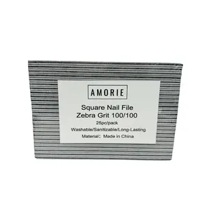 Amorie Nail File Set, Zebra-Patterned 100/100 Grit Manicure Tool Pack