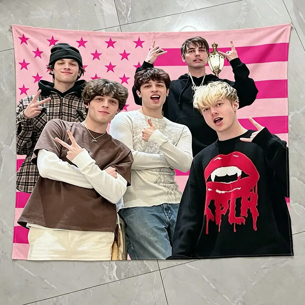 Dorm Room Essentials Sam&colby Sturniolo Triplets Merch Pink American Flag Hanging Wall Tapestry Art For Bedroom Livingroom Living Room Wall Decor Funny Tapestry Decoration