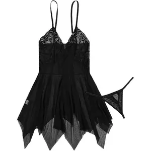 Women's Lace Nightdress Lightweight Breathable Sheer Sleepwear Adjustable Straps Flowing Hem Nightgown for Women Girls Soft Comfortable Sleepwear for Bedtime Lounge Wear