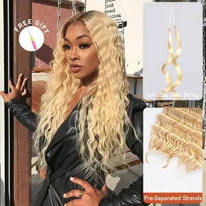 [New In] Wiggins Hair Deep Wave & Burmese Curly Feather Crochet Hair Extensions 50g/Bundle Knotless Pre-Separated Bundle Human Hair