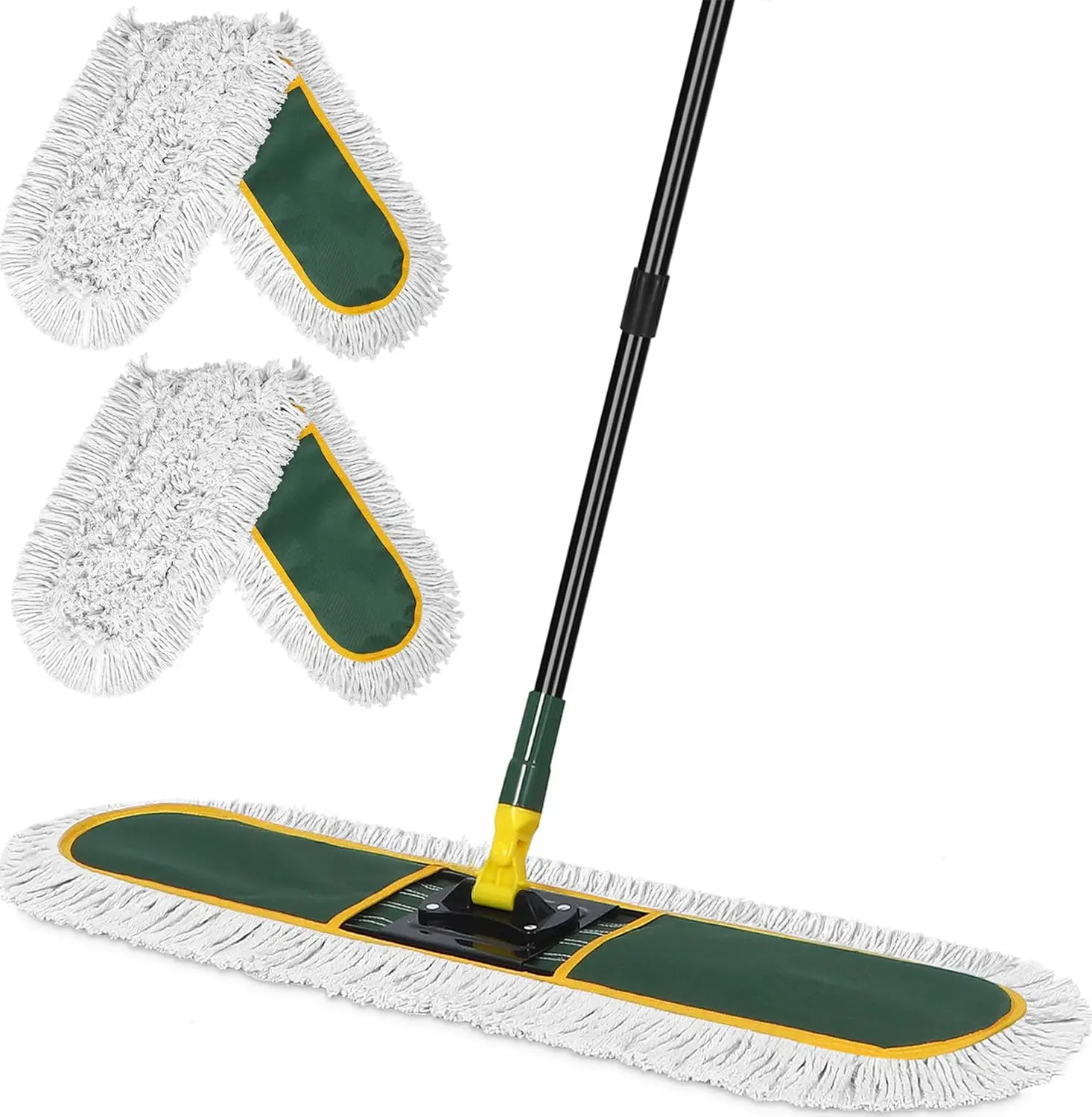 36" Dust Mop for Floor Cleaning, Heavy Duty Floor Mop with 59" Long Handle & 2 Reusable Pads