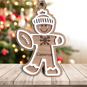 Customizable Gingerbread Kid Football Player Christmas Ornament Decoration Decoration Decoration Decoration Decoration Chirstams