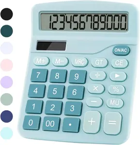 Office Desk Calculator, Cute Calculator for , Basic Calculators Desktop, Dual Power Simple Financial Calculator with Big Button Large Display for Office  and School (Blue)