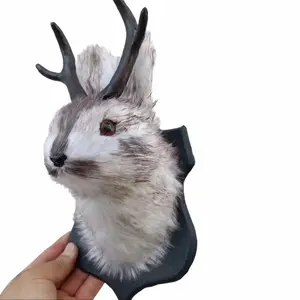 Realistic Faux Jackalope Wall Mount – Hand-Painted Resin Deer Head Sculpture with Faux Antlers – Wall Art for Lodge, Cabin, Office, Farmhouse, or Man Cave – Great Gift for Hunters & Rustic Decor Lovers Gift Ornaments Decoration Artistic Room Hanging
