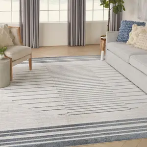 Nourison Astra Flat Weave Striped Decorative Floor Rug - Machine Washable, Mid-Century Modern, Ideal for Living Room Decor
